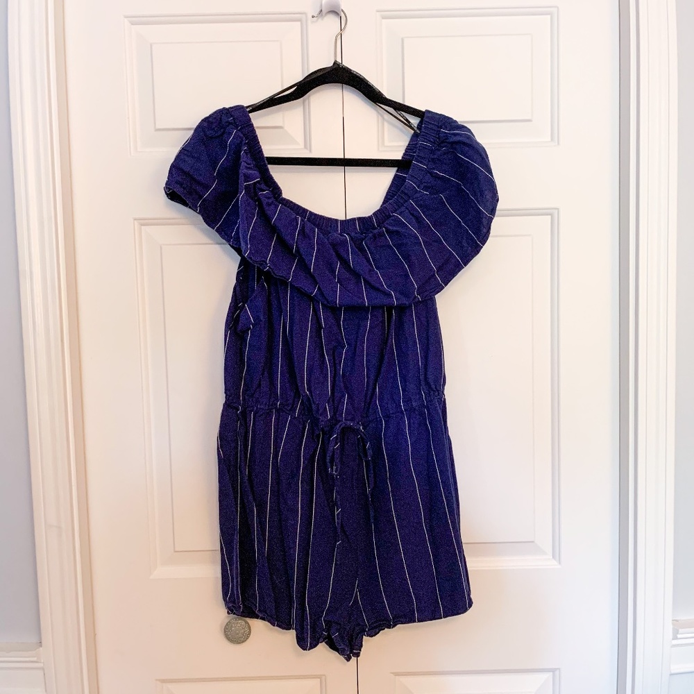 XXL Off the Shoulder Navy Romper